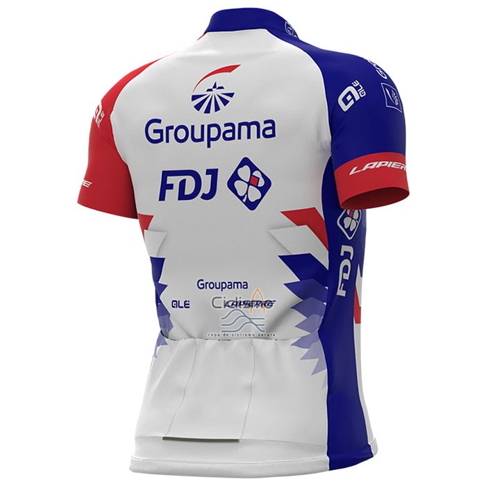 Groupama FDJ Ropa Ciclismo Culotte Corto 2021 Mangas Cortas Rojo Azul